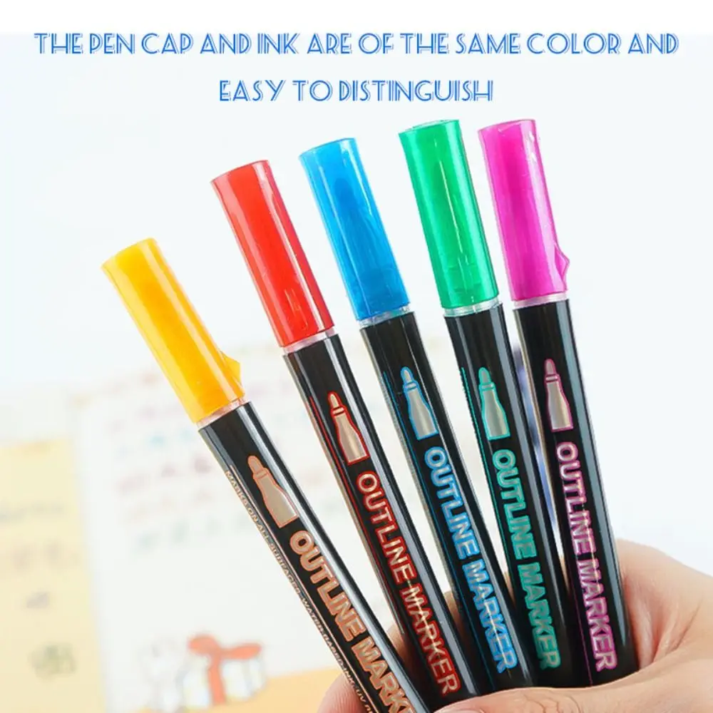 High Quality Magic Contour Double Line Pen 8/12/24/36/48 Colors Hand Painted Metallic Markers DIY Glitter Pen Christmas