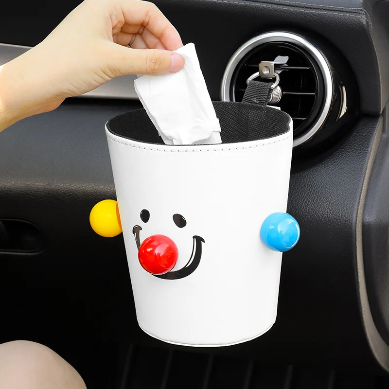 

Car Hanging Trash Can Car Armrest Box Storage Bucket Cute Clown Shape Chair Back Umbrella Bucket Car Storage Bucket Supplies New