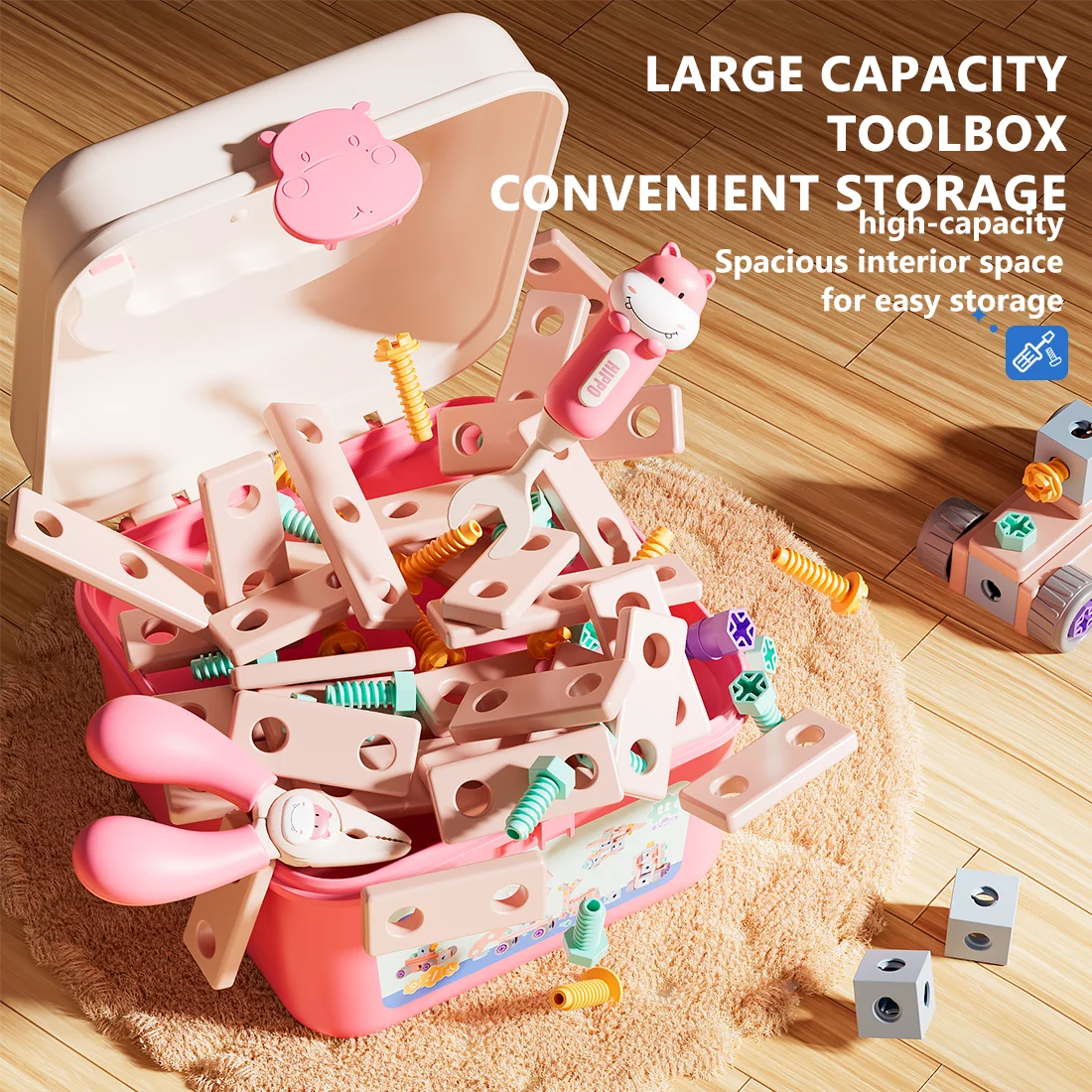 Kit de herramientas para juego de imitación, 158 Uds., con taladro de juguete electrónico, casco, juguetes de construcción para niños, juguetes para juegos de rol, banco de herramientas Montessori