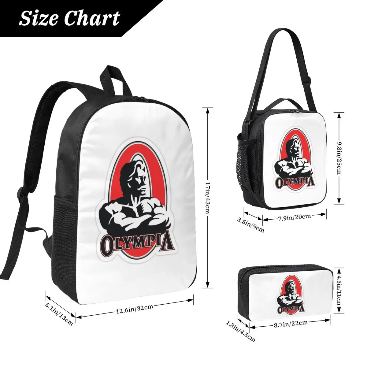 Future Mr OLYMPIA Motivations Backpack Boys Girls BookBag School Bag Laptop Shoulder Bags 3ps Insulated Lunch Bag Pencil Case