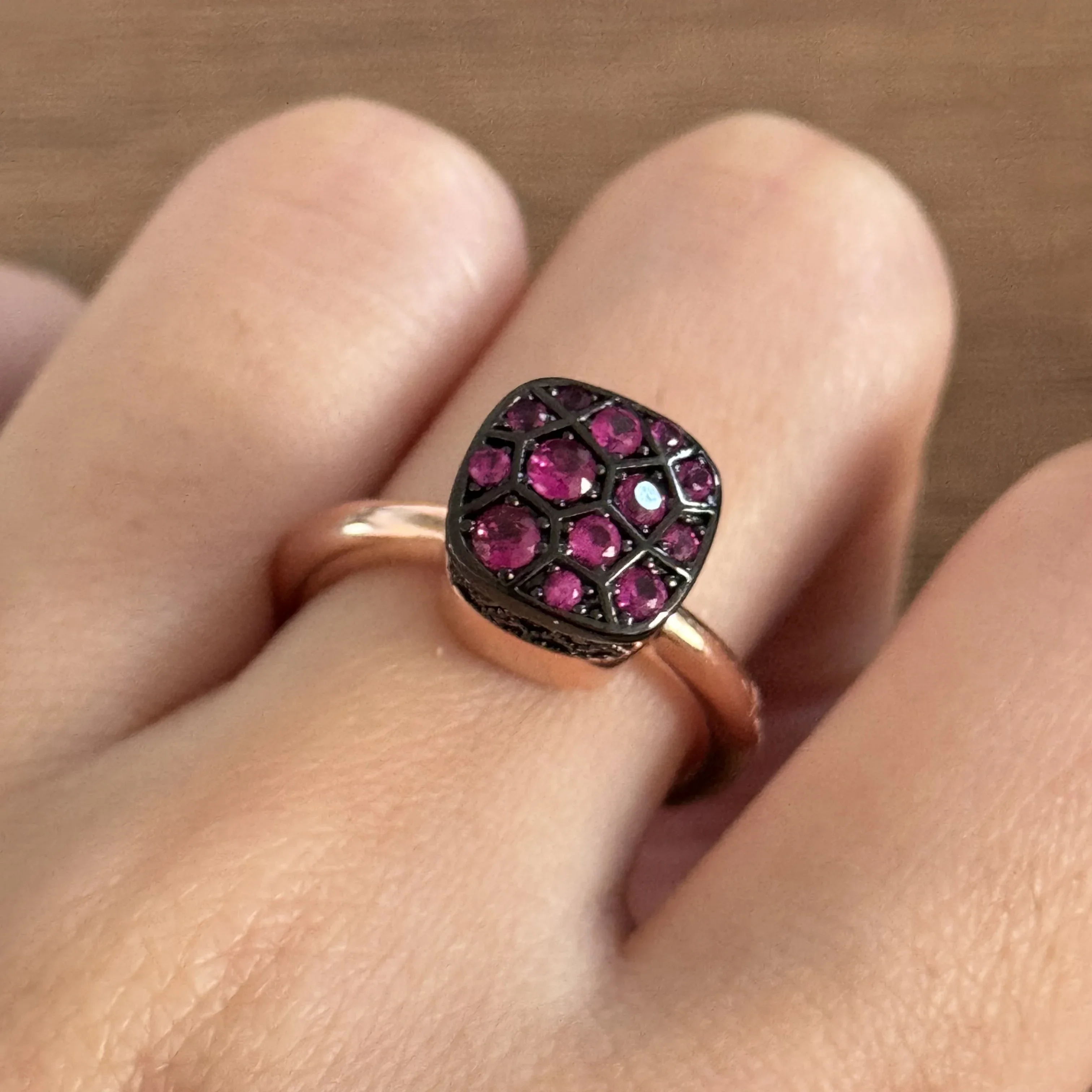 10.6mmClassic Silver and Rose Gold Metal Honeycomb Inlaid Zircon Ring Women High Jewelry Party Gift