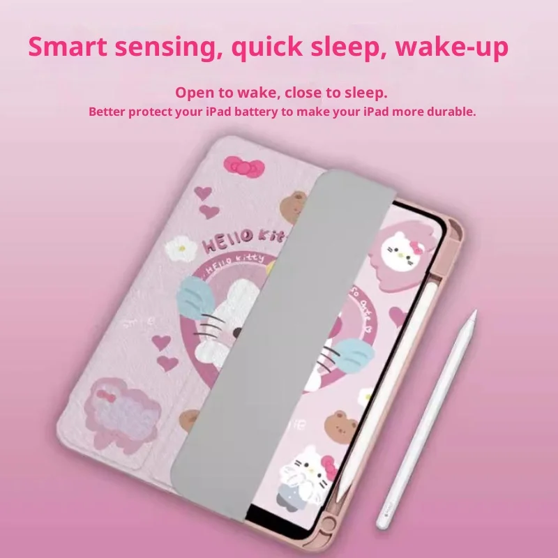 미니소 헬로키티 아이패드 케이스 푼다 아이패드 A16 11인치 10세대 11세대 태블릿 커버 에어 3 4 5 M2 M3 프로 M4 미니 6 7 보호 쉘