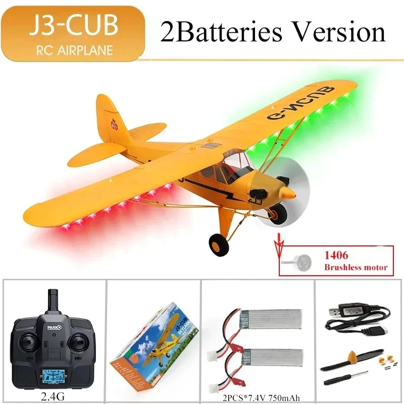 Parkten RC Plane RTF 2.4G Brushless Motor 3D/6G Remote Control Airplane Wltoys A160 Upgraded J3-CUB Yellow And RED Ready To Fly image 3