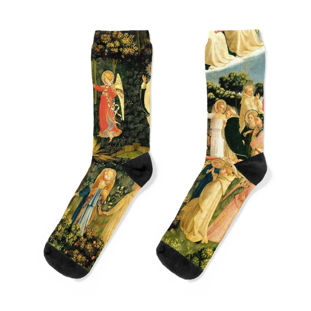 

Fra Angelico (Guido di Pietro) The Last Judgement - The paradise Socks happy hockey New year's Luxury Woman Socks Men's