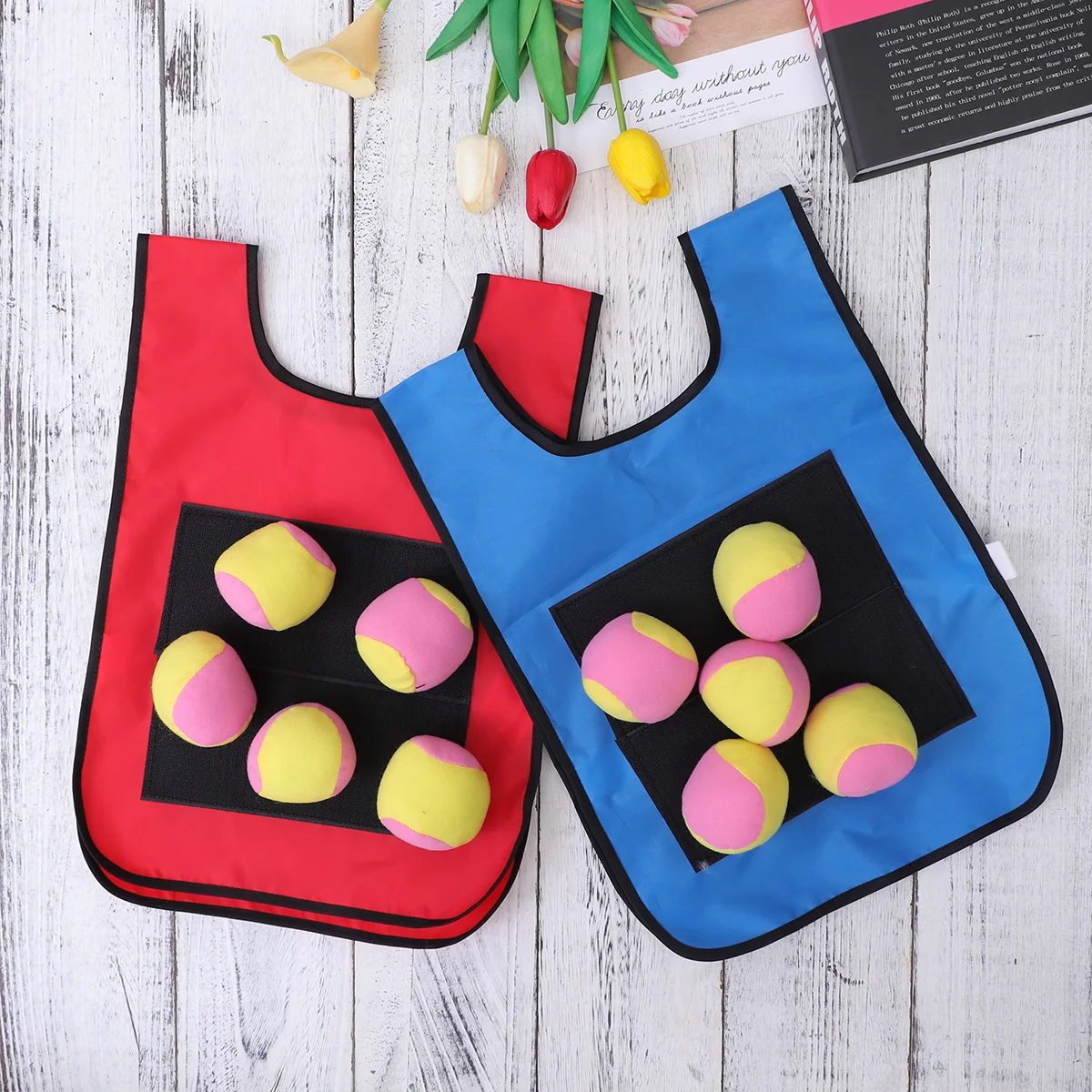 

12pcs Sticky Vest Premium Cloth Sponge Kids Toddler Outdoor Play Game Props Sticks Well Self Stick Front