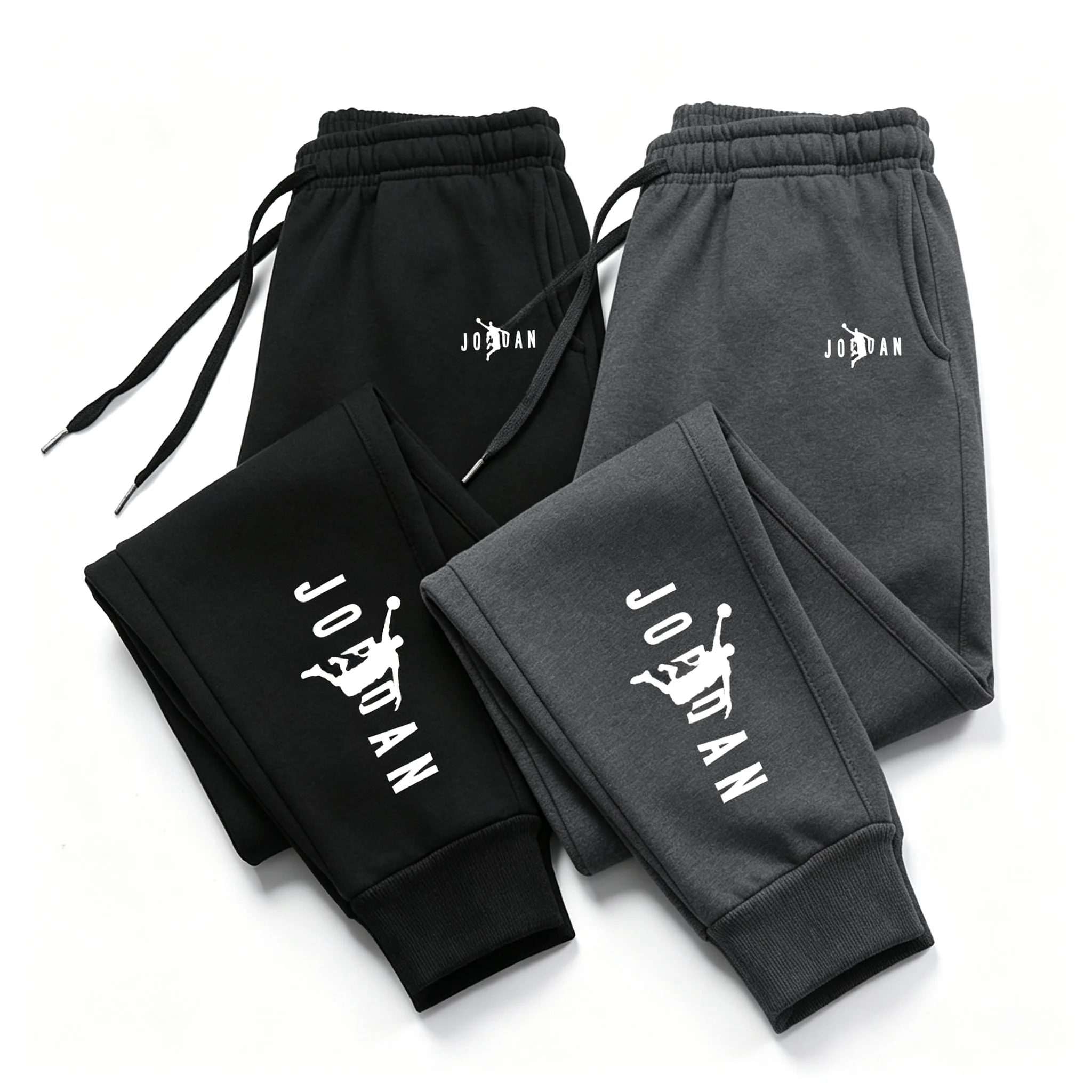 Two Pairs of Men's and Women's Casual Sports Sweatpants for Autumn and Winter, with Comfortable Character Printed Fabric