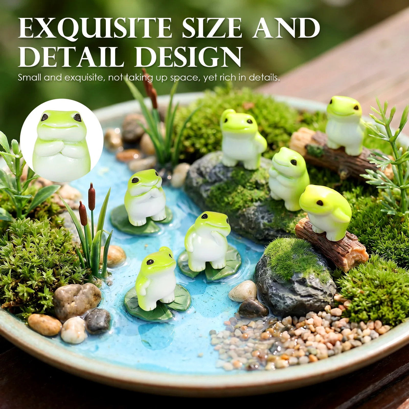 24PCS Mini Resin Frogs Cute Tiny Miniature Frog Figurines Waterproof Decor for Fairy Garden Desk Home Micro Landscape Ornament