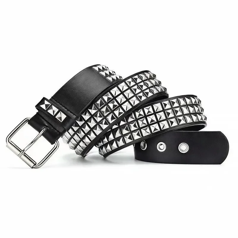 

110cm Hollow Decoration Belt Fashion Ladies Leather Star Rivet Studded Gift Man Goth Rock Wild Adjustable Women Punk Black Belt