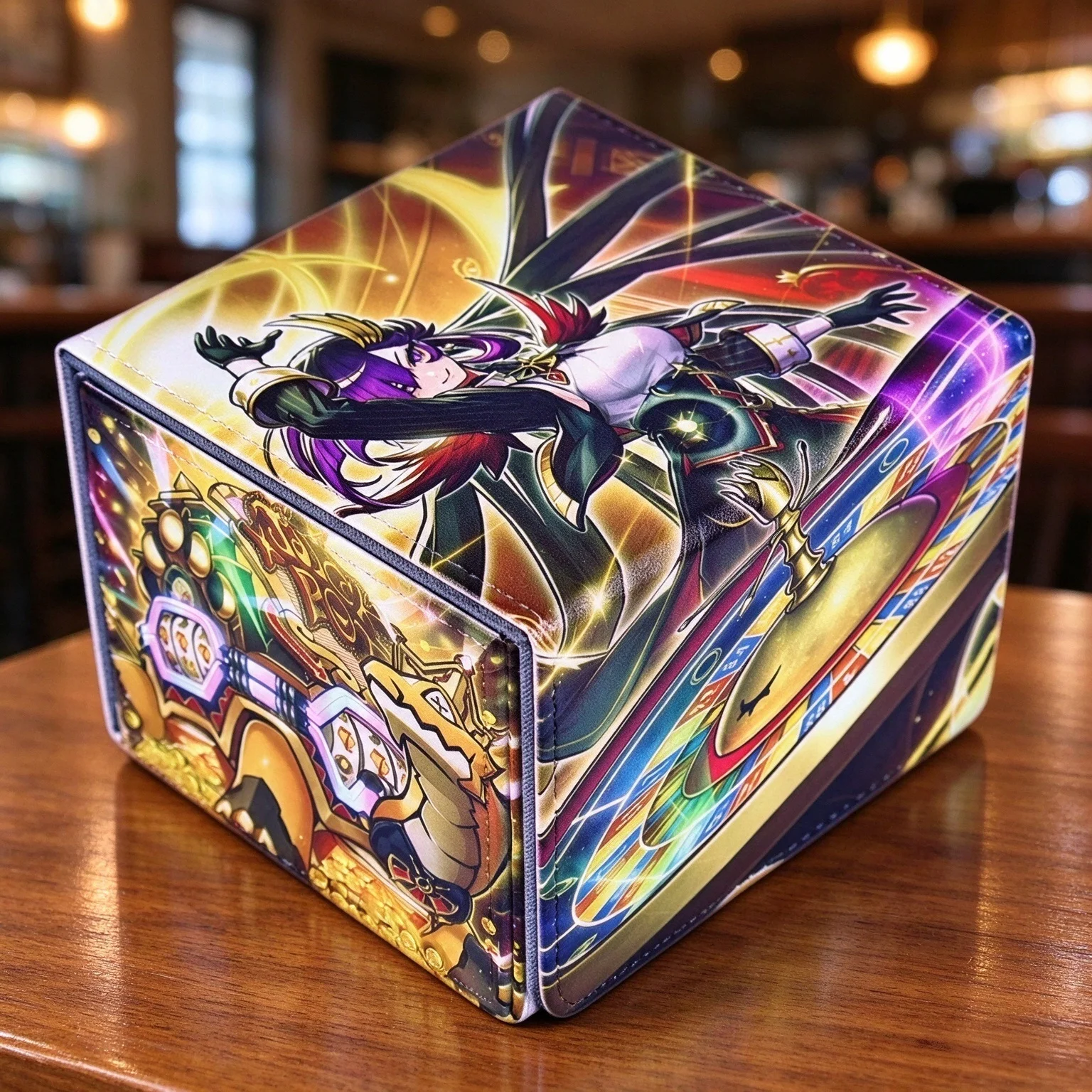 Yu-Gi-Oh！Raise Moon Deck Card Box Leather Magnetic Cielo, The Night Sky of Raise Moon No More Bets! Game Card Storage Box Toys
