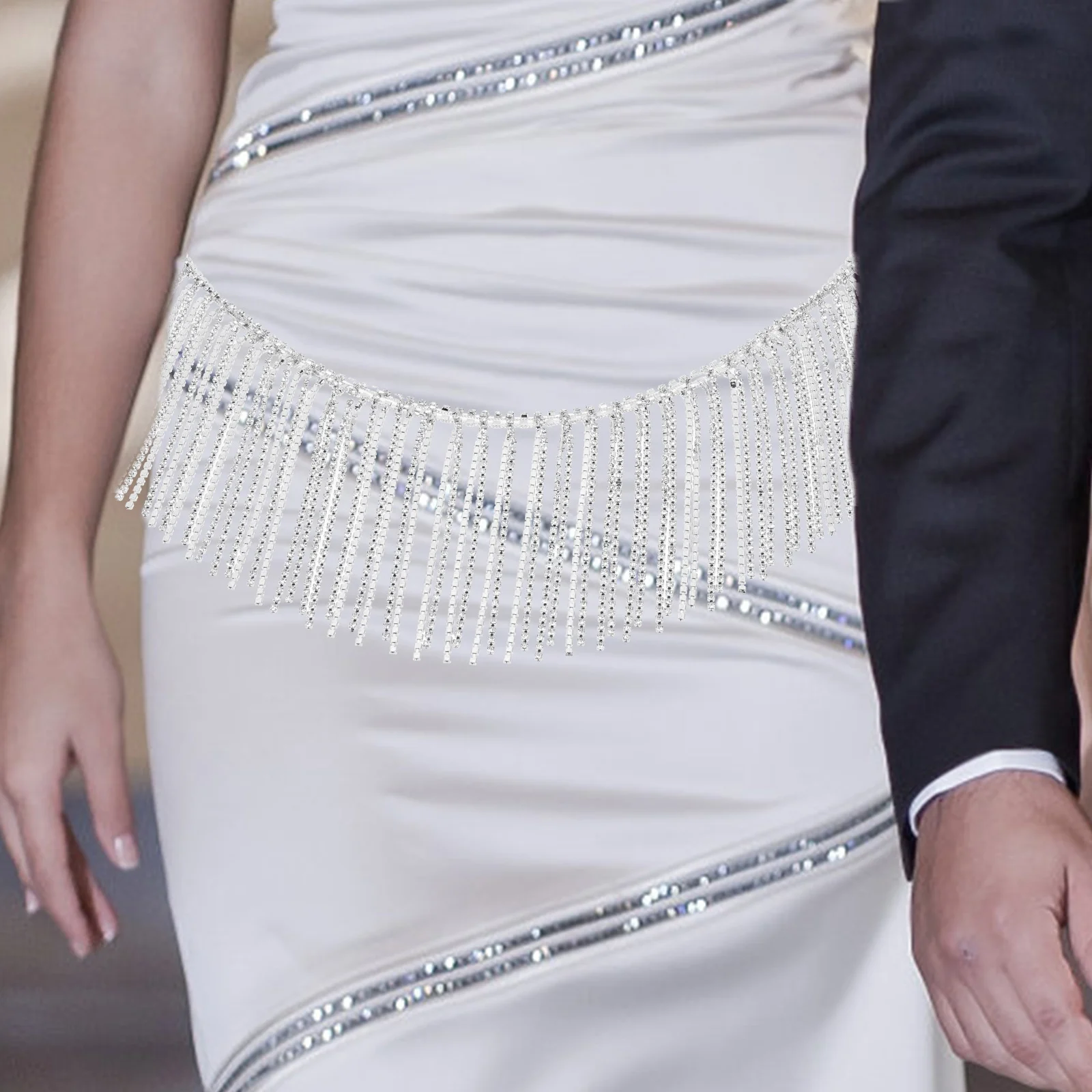 

Rhinestone Tassel Water Drill Chain Accessory For Diy Jewelry Craft Clothing Decor Trim Sewing Fringe Alloy Crystal Claw