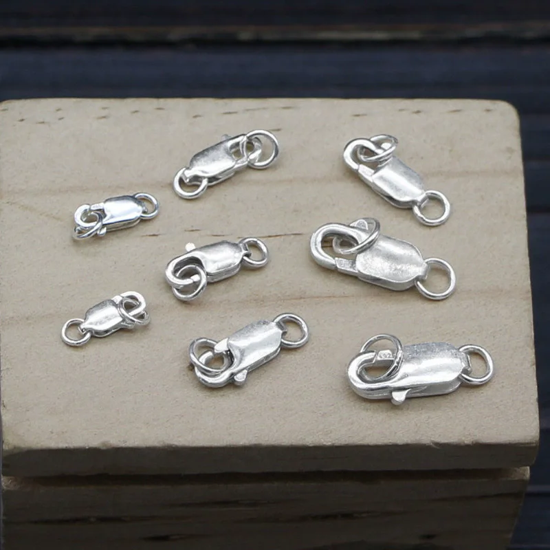 925 sterling silver button necklace button lobster button S M button silver DIY accessory bracelet accessories