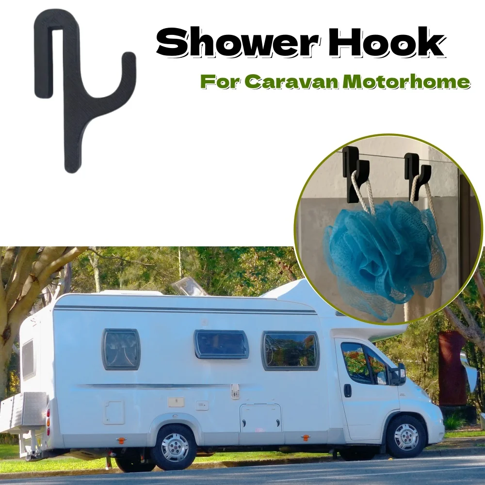 

RV Shower Hooks Plastic Clothes Hooks Bathroom Towels Organizer Caravan Motorhome Storage Accessories For 8mm Glass