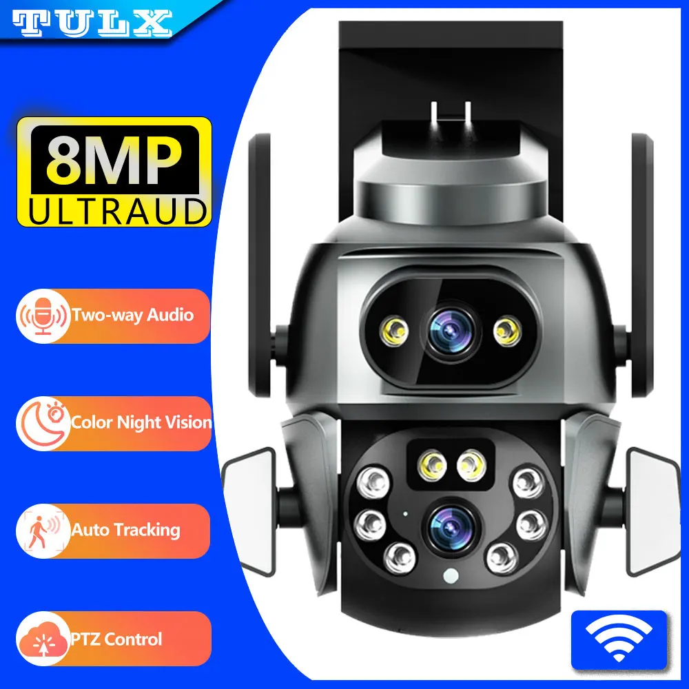 

LZJV WIFI PTZ Camera Auto Tracking Dual Lens 8MP IP Surveillance camara Security Protection Monitor Waterproof Smart Home CCTV