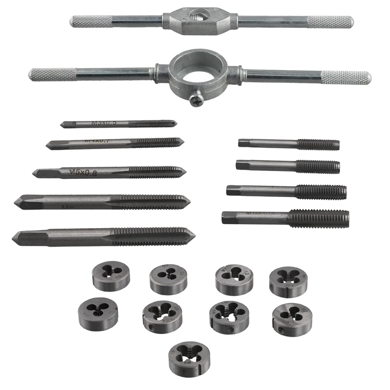 

20Pcs Metric Hand Tap And Die Set M3-M12 Screw Thread Plugs Straight Taper Reamer Tools