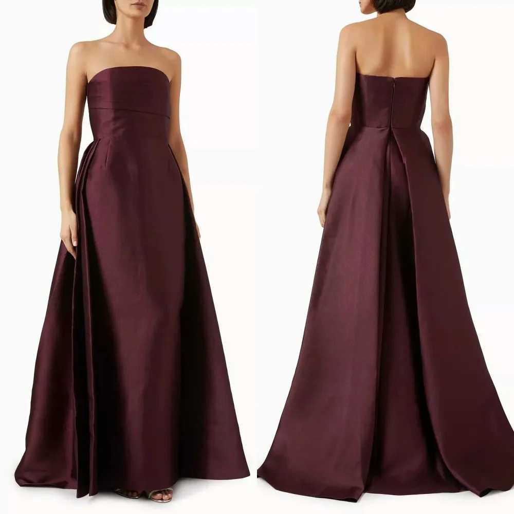 

Одинаковые сексуальные плиссированные прямые длинные платья без бретелек по индивидуальному заказу, платья для особых случаев на заказ, доступны размеры высокого качества