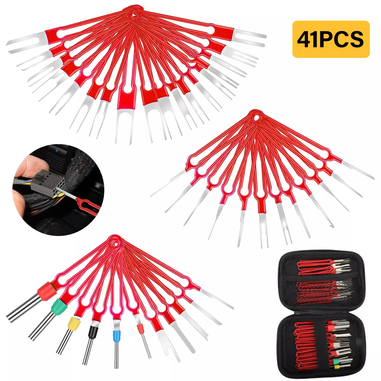 

41Pcs Car Terminal Removal Tools Kit Box Wire Plug Connector Extractor Puller Release Pin Extractor Terminal Plug Repair Tools