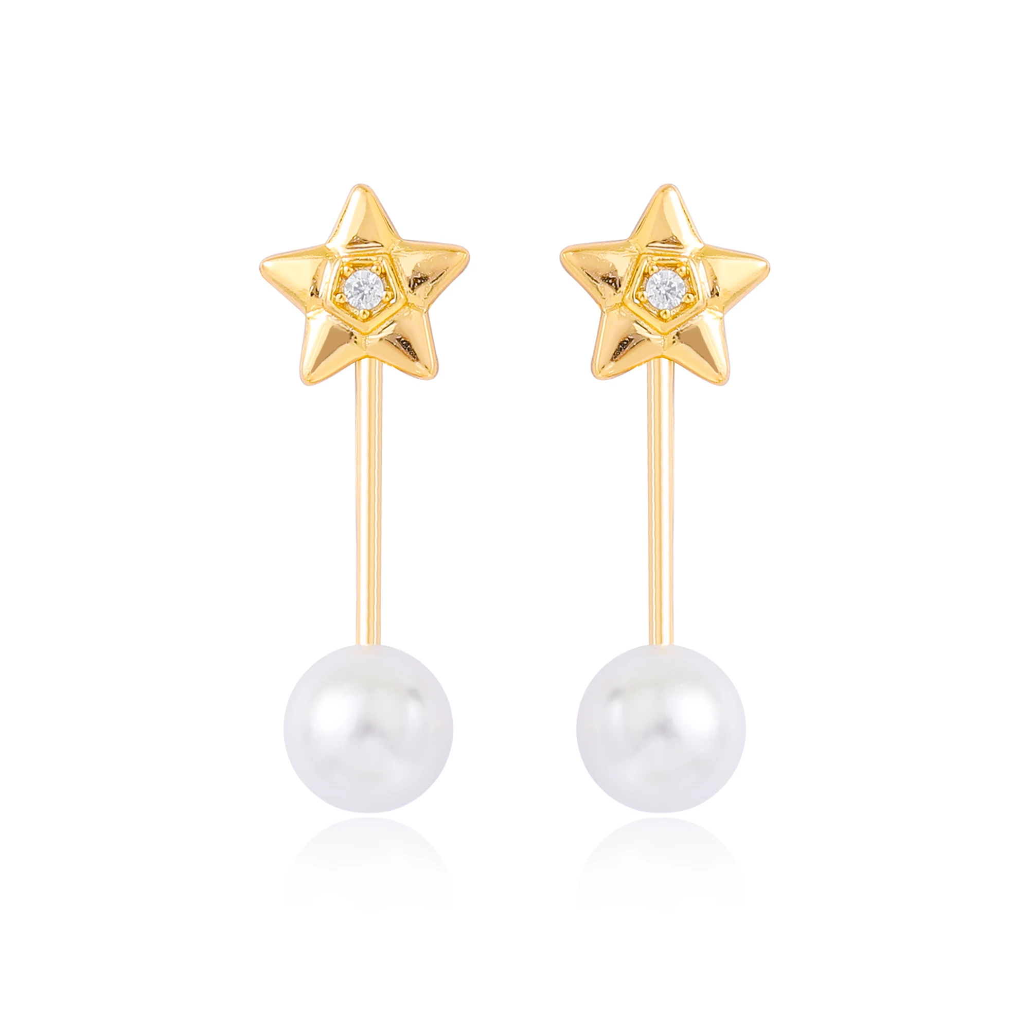 HIAKE Original 925 Sterling Silver Exquisite and Small A Multi Wear Detachable Ear Hole Star Shell Pearl Stud Earrings for Women