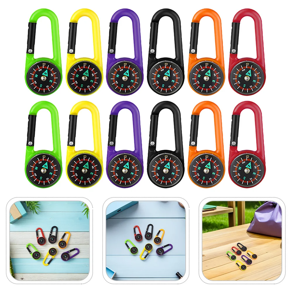 

18Pcs Outdoor Navigation Tool Handheld Compass Keychain with Carabiner Attachment for Camping Hiking Survival Emergency