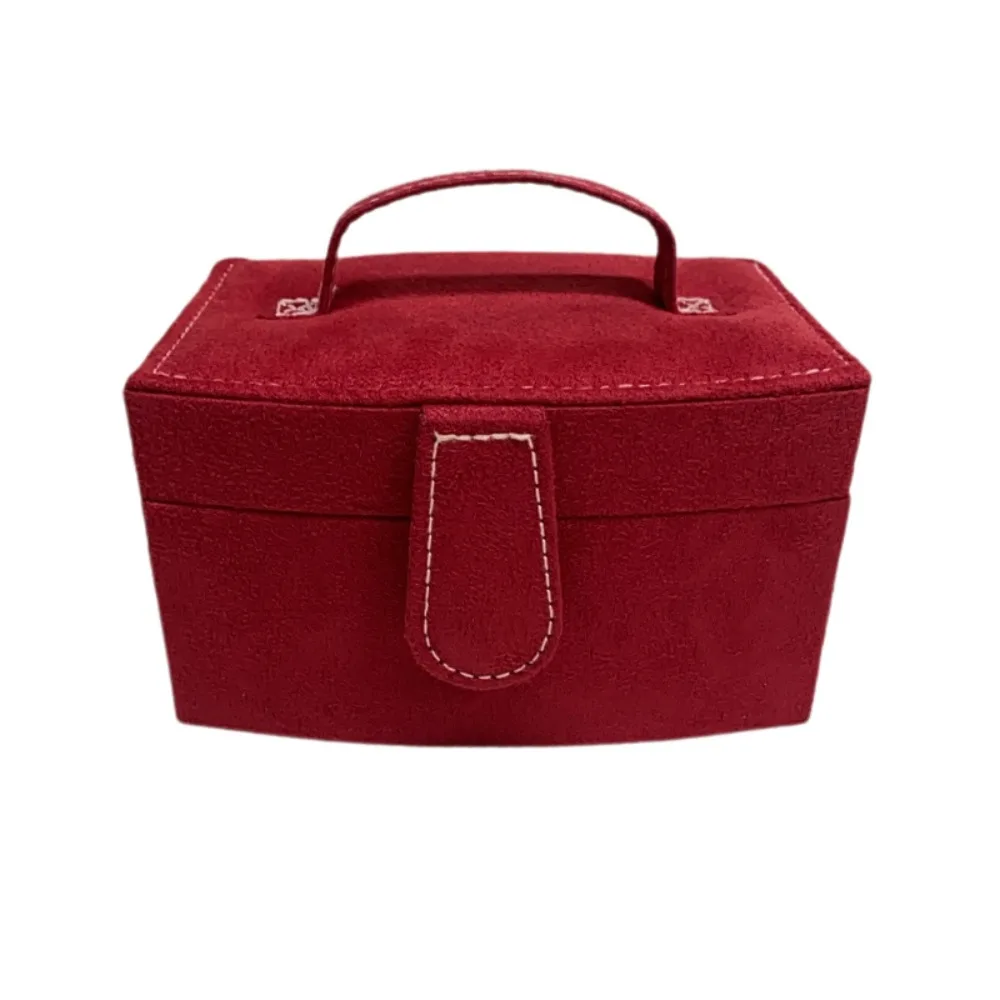 

Fashionable Faux Suede Jewelry Storage Box Spacious Single Layer Luxury Portable Travel Organizer Box Dustproof Durable