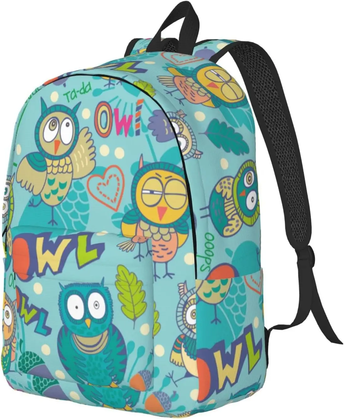 Backpack Casual Lightweight Cartoon Owls And Flowers Laptop Backpack Men Women Travel Bag Outdoor Canvas Daypack