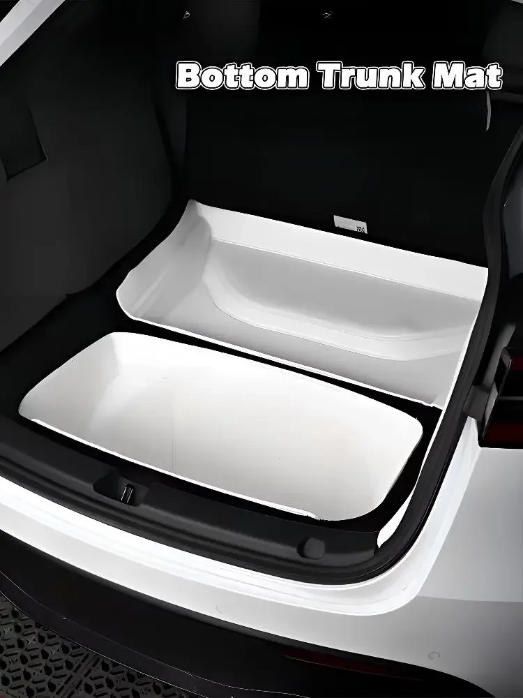 White Nappa Leather Trunk Mat Waterproof Non-Slip Felt Cargo Liner Electric Sedan & SUV Fitment 2021-2026