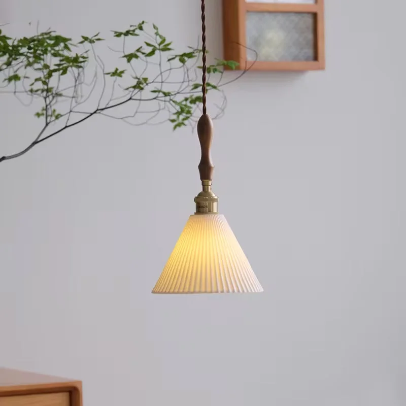 

Triangle Ceramic Copper LED Pendant Lamp Beside Bedroom Dining Living Room Lights Nordic Modern Hanging Lights Luminaria