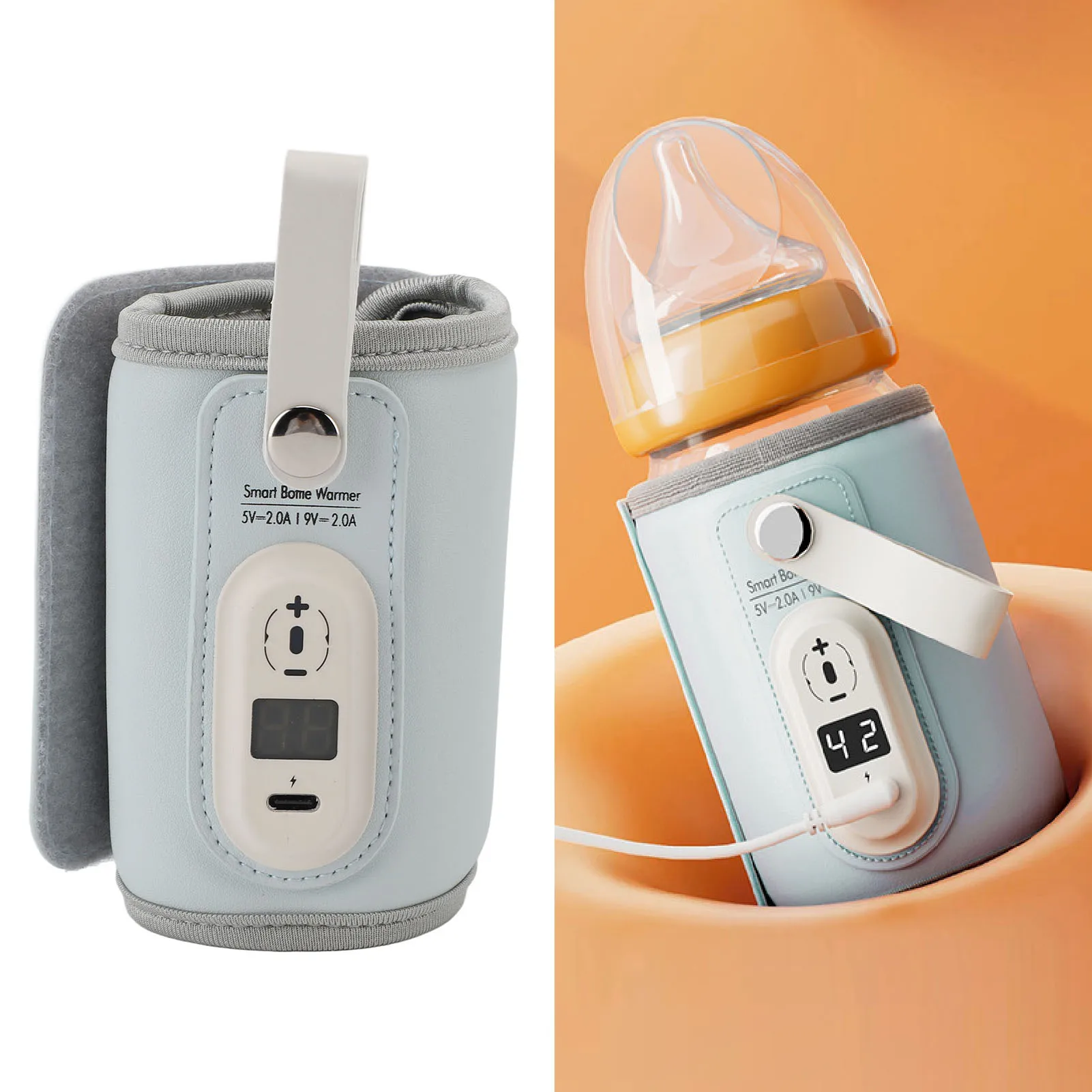 Подогреватель бутылочек с молоком, изоляционный чехол, подогреватель бутылочек с молоком, АБС-кожа, цифровой дисплей, USB 6, регулируемая температура в ночное время