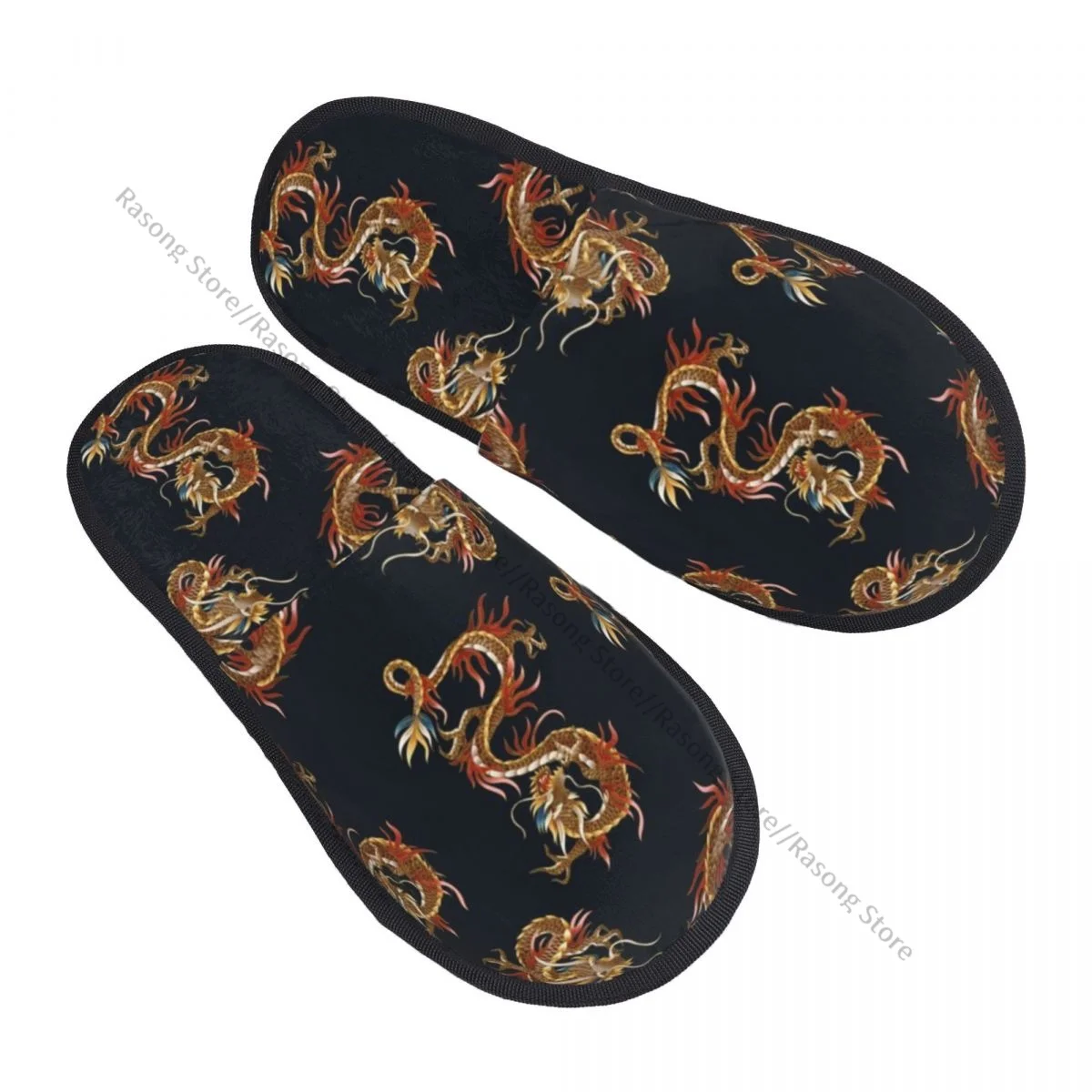 Winter Slipper Woman Man Fluffy Warm Slippers Traditional Dragon House Slippers Shoes