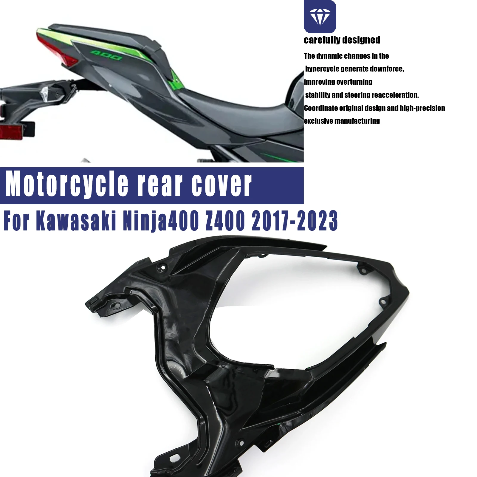 Motorcycle side fairing rear cover Fit Rear tailboard body Housing abs Carbon fiber for Kawasaki Ninja400 Z400 2017-2023