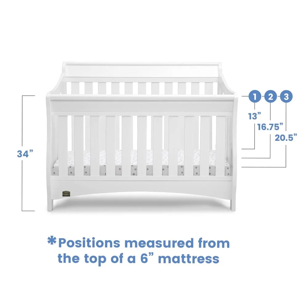 Delta Children Bentley S Series 4-in-1 Convertible Baby Crib, White