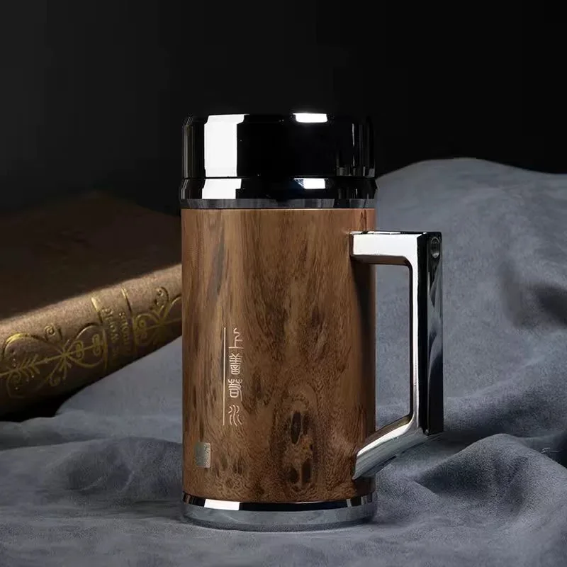 

Pure Silver 99.9% Inner Wall Vacuum Water Cup Sealed Leak proof Stainless Steel Tea Cup Business Gift Car Insulation Cup 480ml