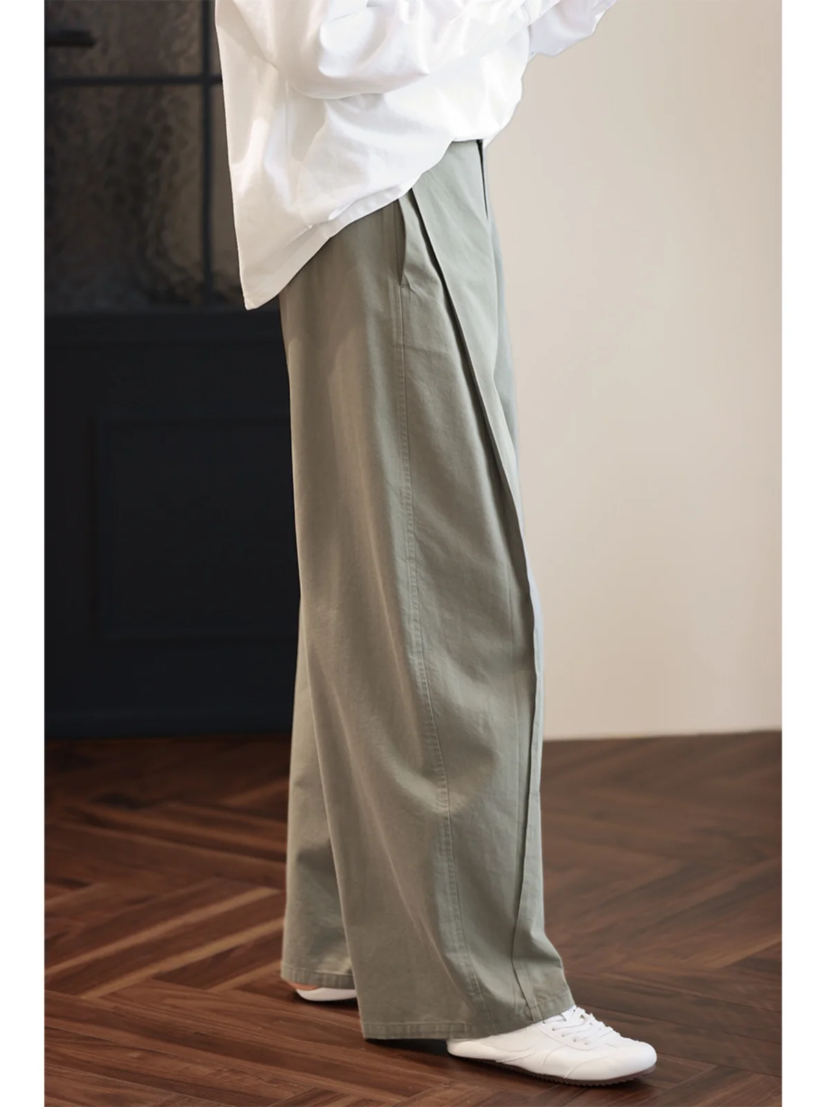 

High Waist Wide Leg Pants Women's Loose Straight Cut Trousers Comfortable Casual Long Pants Asymmetric Commute Sle Cotton B...