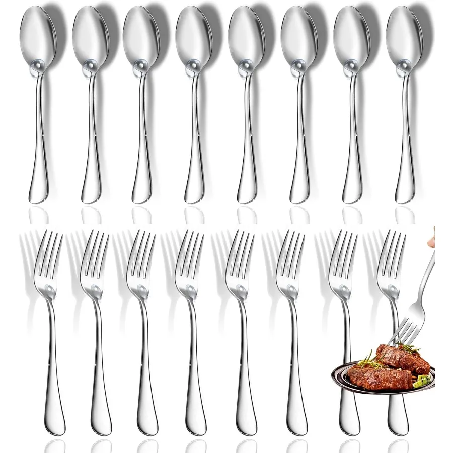 

Набор ложок и вилок из 12 шт. Набор вилок и ложек из пищевой нержавеющей стали Набор столовых приборов для обеденного стола с зеркальной отделкой