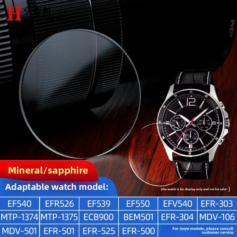 Untuk Casio EFR-303 EFR-526 EF-539 EF-549 MDV-106 MTP-1374 MTP-1375 MDV106 Jam Tangan Lensa Kaca Mineral Kaca Cermin Kristal Safir