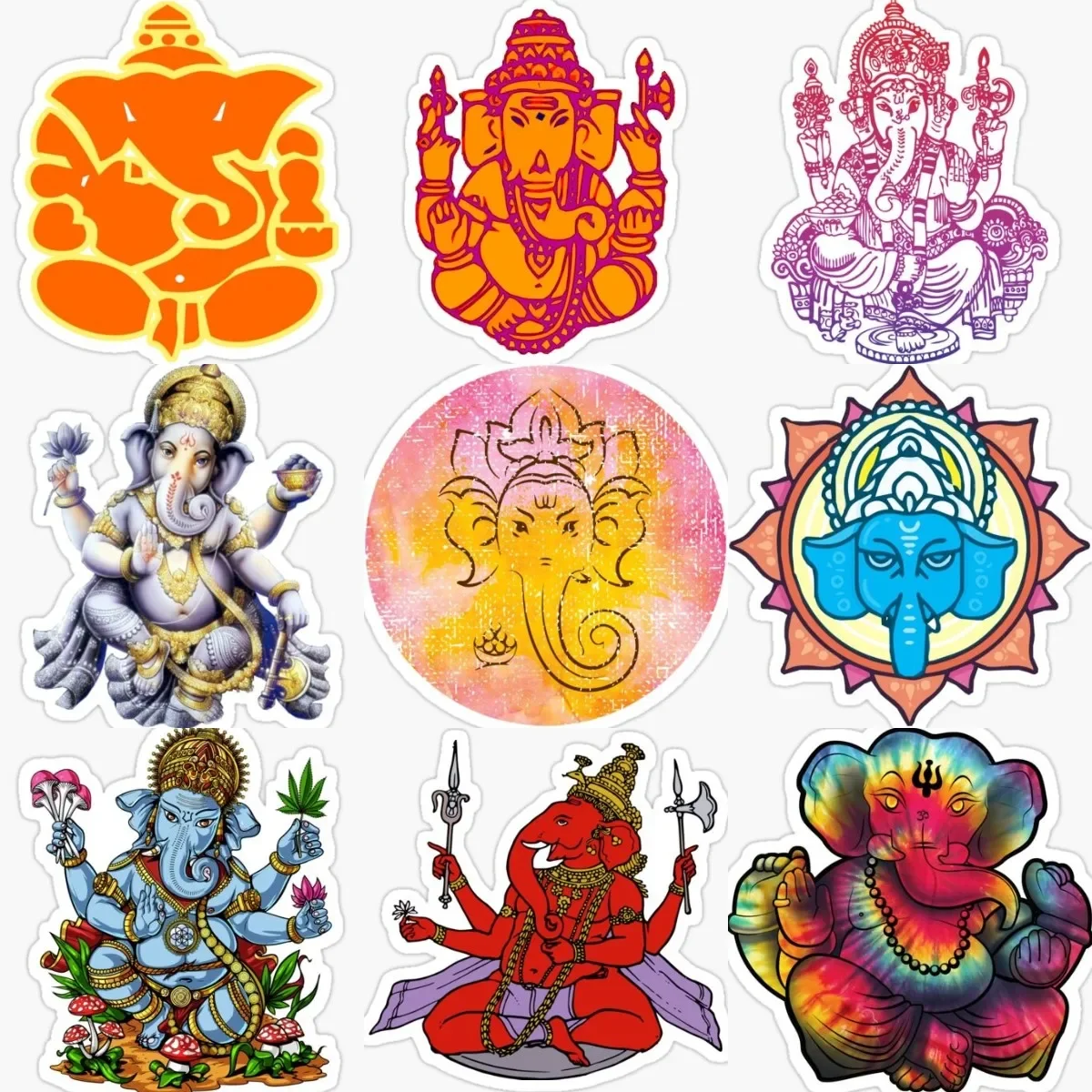 

Indian Ganesha Elephant God Sticker Laptop Car Window Truck Moto Glass Helmet Wall Room Door Moto Bicycle Van Decal Customizable
