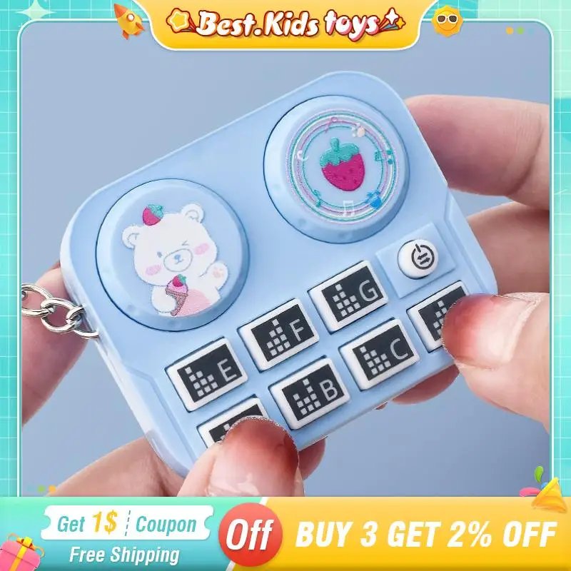 Cartoon Mini Disc Player Keychain Pendant With Lights Kids Toys Retro Musical Dynamic Sound Game