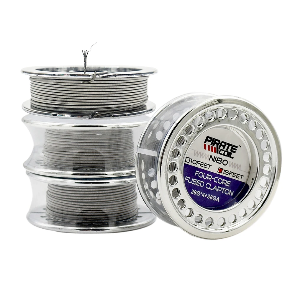 Original Pirate Ni80 Heating Wire Fused Clapton Two Triple Four Cores 26GA 28GA 38GA 15 Feet DIY Rebuildable Coil