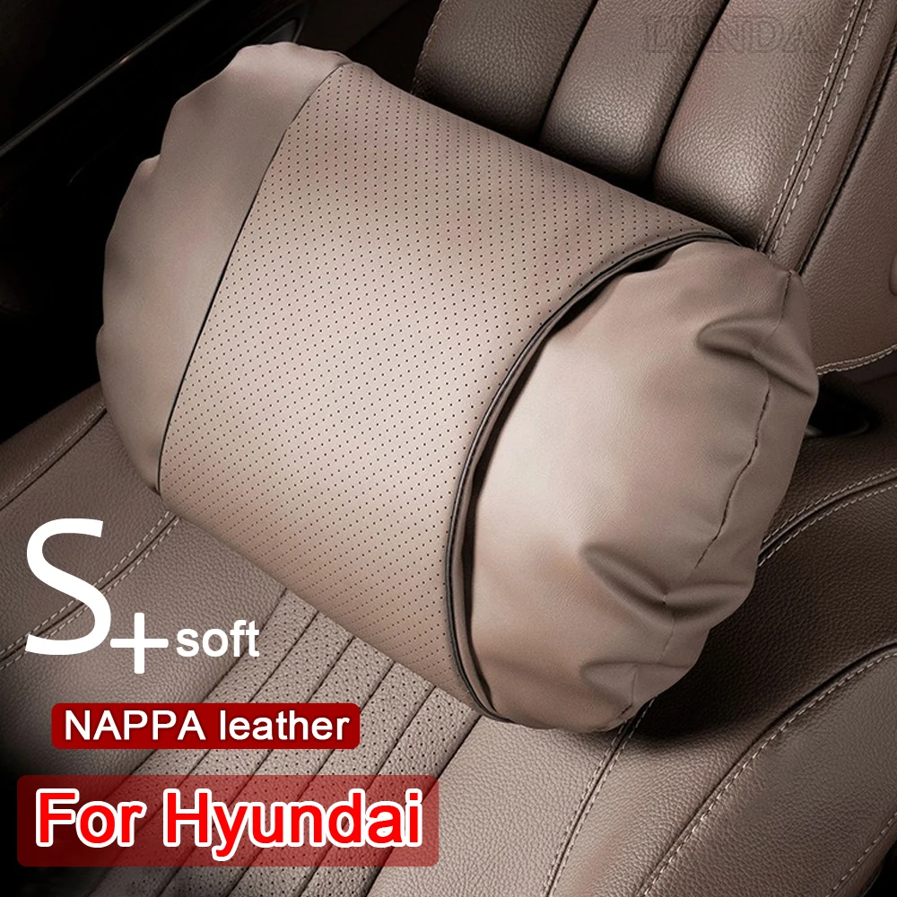 Car Headrest Lumbar Support Waist Pillows leather Car Neck Pillow For Hyundai Santa Fe Sonata Tucson Kona I30 IX25 IX35 Elantra