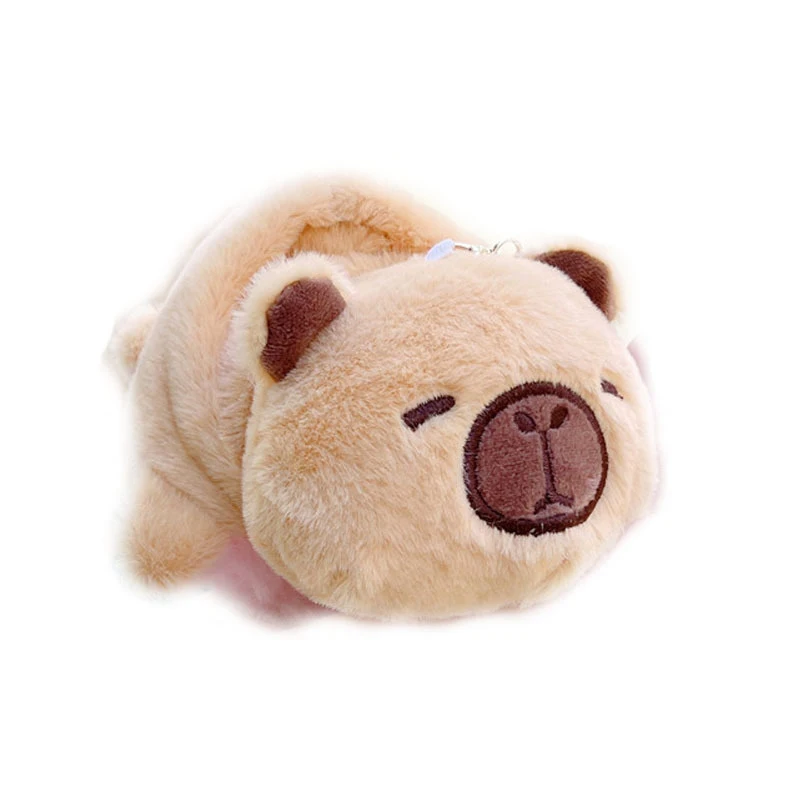 LLavero de muñeco de peluche con colgante de capibara con tapa creativa, llavero de Animal relleno de capibara de dibujos animados, juguete de peluche, mochila, decoración colgante