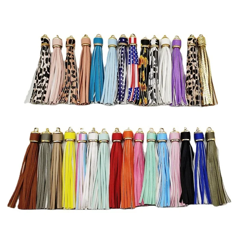 Fashion PU Tassels 11cm Leather Tassel For Keychain Cellphone Straps Jewelry Summer DIY Pendant Charms Finding