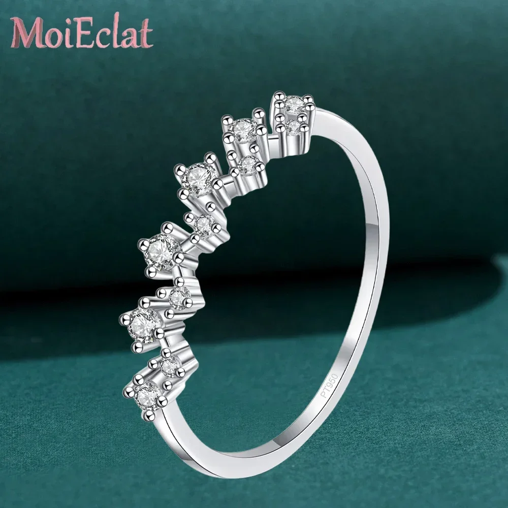 MoiEclat Store Platinum PT950 Fashion Wave Shaped 0.41ct Moissanite Diamond Bridal Ring for Women, Luxury Floral-inspired Rings