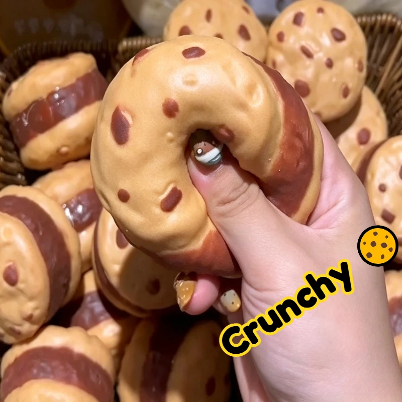 Schokoladenkeks-Quetschball, knuspriges Quetschspielzeug, runde, gefüllte Blöcke, ASMR Anti-Stress-Entspannung, Handentspannung, Geschenkspielzeug