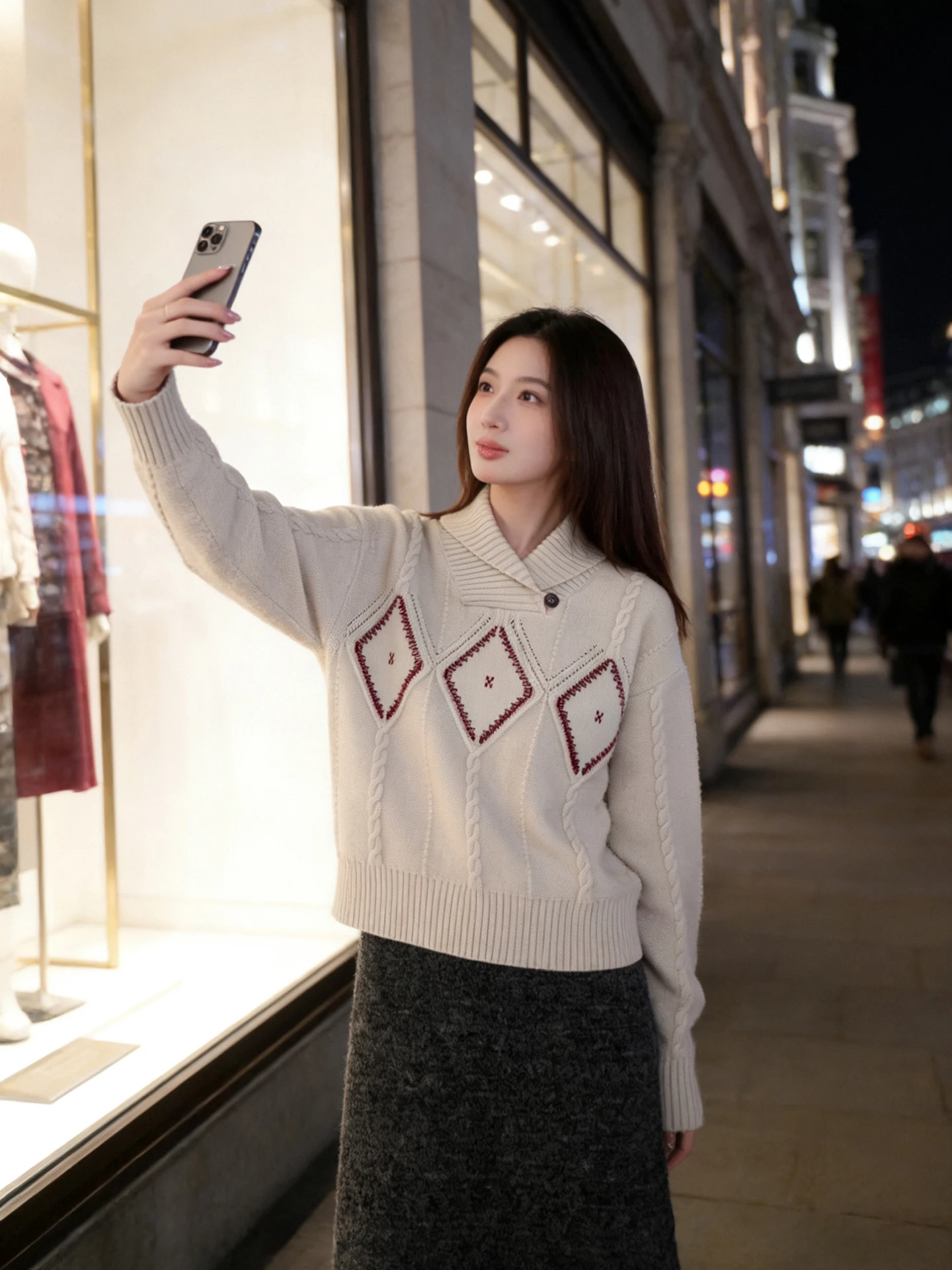 

Retro Korean Sle Loose Fit Sweater Women's Winter Lazy Design Knitted Top Color Blo Hollow out Knitwear Long Sve Crew ...