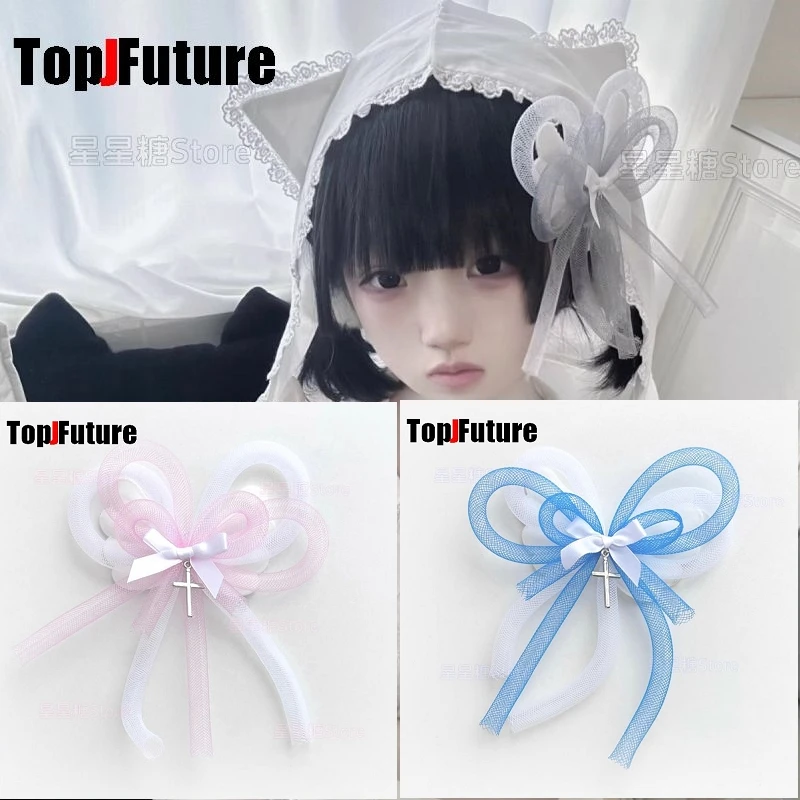 Gothic dark punk Subculture Abi y2k Millennium Hot Girl lovely lace bow Pendant decoration hairgrip Hairpin clip headwear