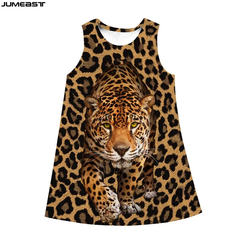 

Jumeast Women 3D Dresses Female Streetwear Leopard Camouflage Animal Tiger Summer Fashion Sleeveless Dress Suspender Nightdress