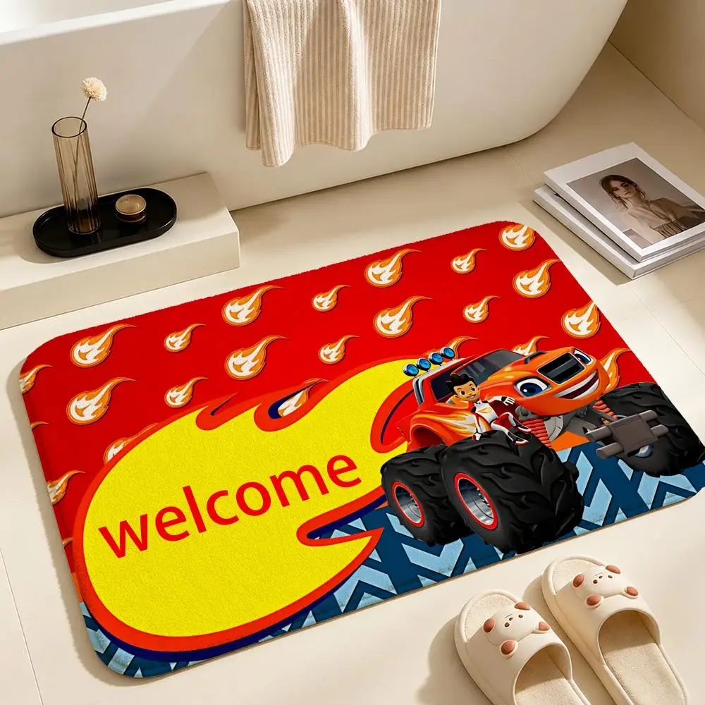 IP-Blaze and the Monster MachinesS Floor Mat Soft Non-Slip Bath Mat, Bedside Carpet, Absorbent Doormat for Home