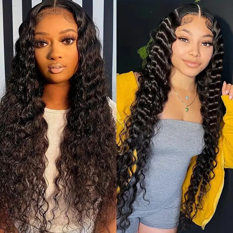 Rosabeauty 13X6 Deep Wave 13x4 HD Lace Front Human Hair Wig 5X5 Preplucked Glueless Ready To Go Curly Wig 250% Density 40 Inch