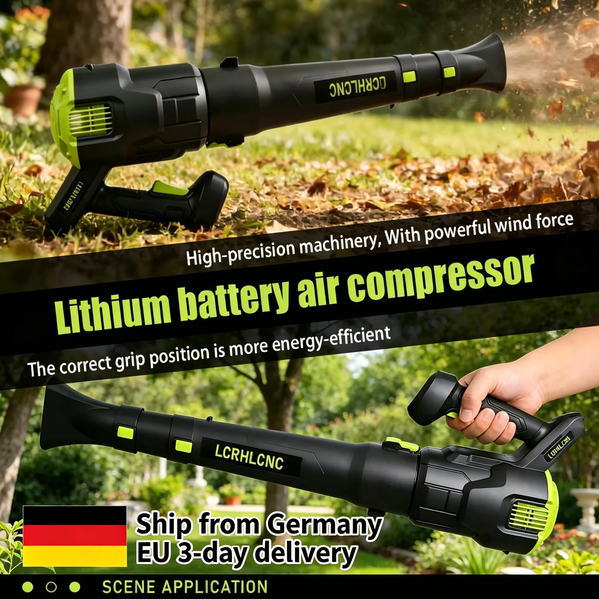 EU-Versand: 21V Akku-Laubbläser, Gartenluftkanone, 43,0 m/s, 0-9 m³/min, Dual-Akku-Ladegerät, geräuscharm, für Rasenpflege, Gartenreinigung, Schneeräumung, Staubentfernung