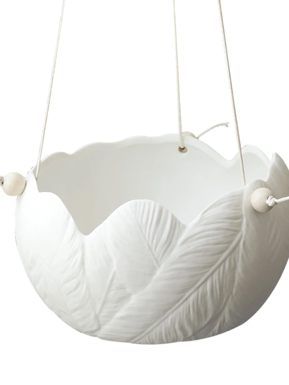 

European creative ceramic feather white hanging flower pot