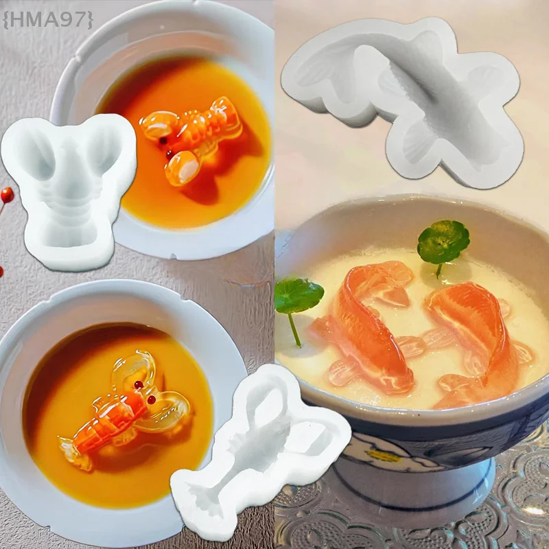 Lobster Koi Fish Silicone Cake Chocolate Mould Jelly Handmade Sugarcraft Bar Candy Mold Household Kitchen Bakeware Cake Tools